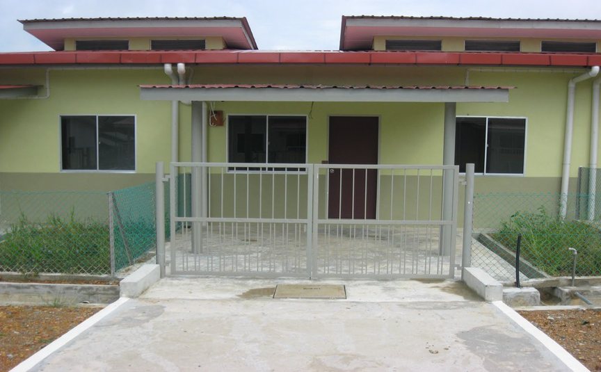 Completed low-cost terraced housing unit