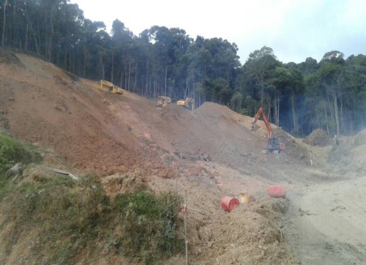 Earthworks in progress on a hillside site
